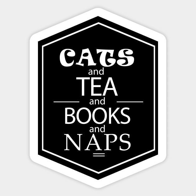 Cats and Tea and Books and Naps Sticker by JonHerrera